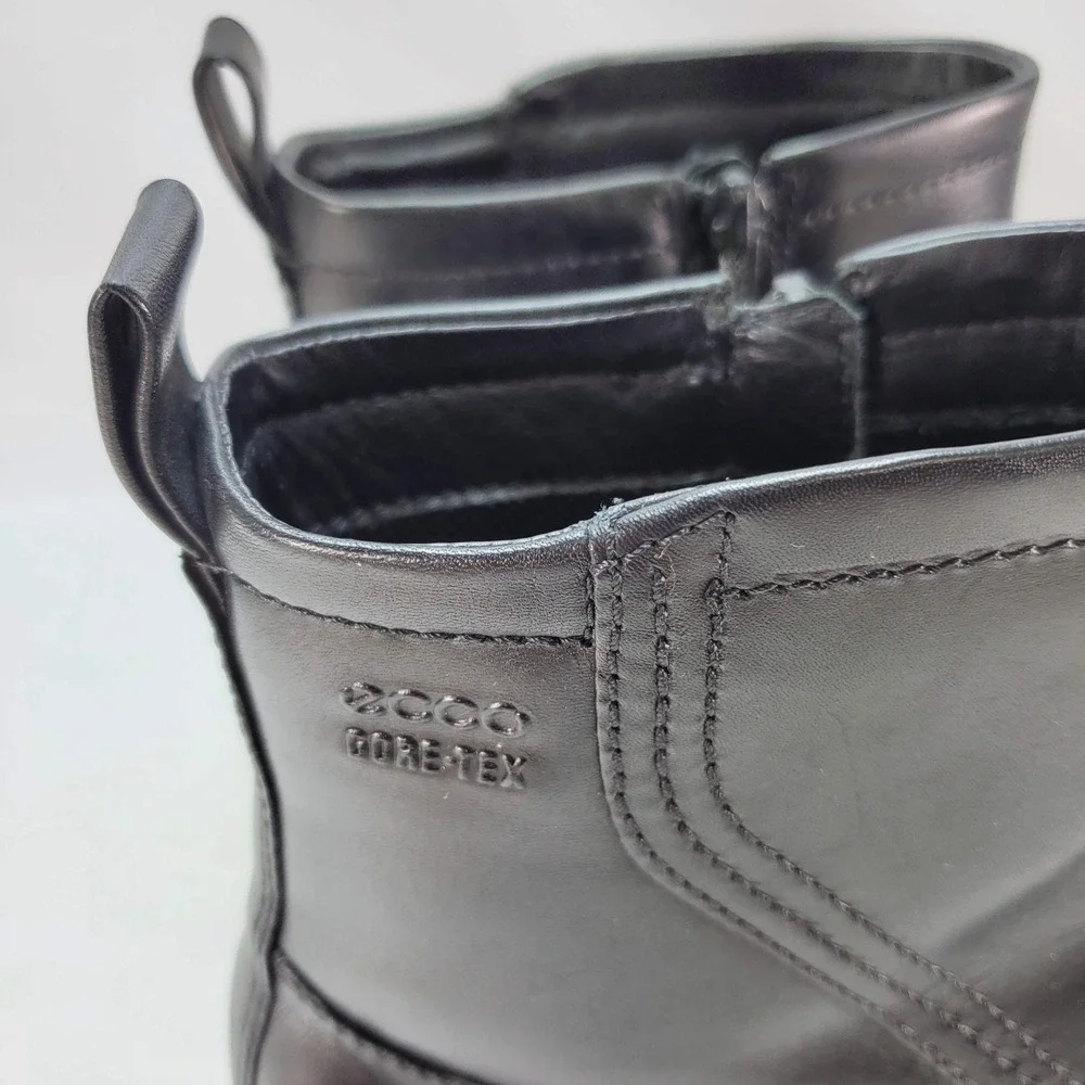 ECCO Chelsea Boots Mens 43 Black Leather‎ Waterproof Side Zip Gore-Tex